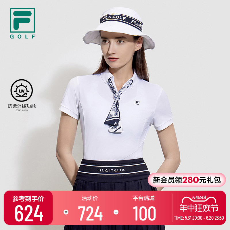 FILA 斐乐官方女子短袖POLO衫2023夏新款简约高尔夫运动翻领上衣 运动服/休闲服装 运动POLO衫 原图主图