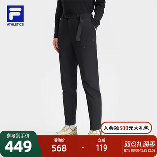 户外运动加绒基础直筒裤 FILA 新款 2024冬季 斐乐官方女士梭织长裤