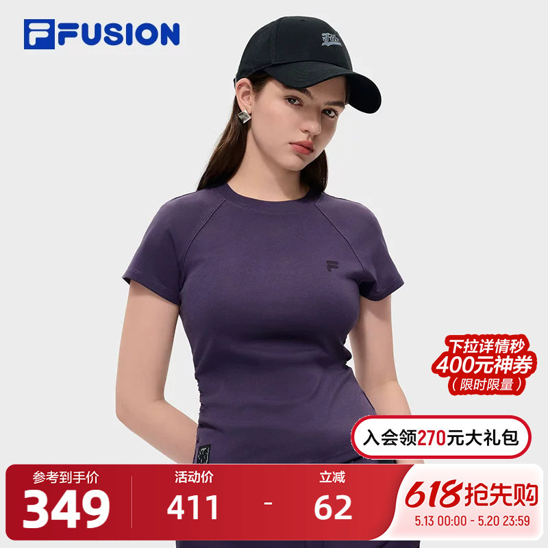 FILA FUSION斐乐潮牌女子针织短袖衫2026春季新款简约