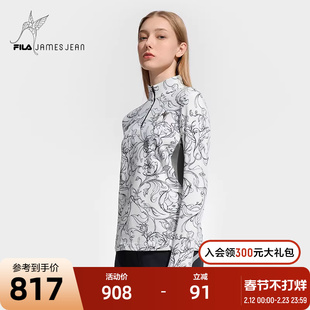 FILA X JAMES JEAN联名系列斐乐长袖T恤女2024冬新滑雪半拉链上衣