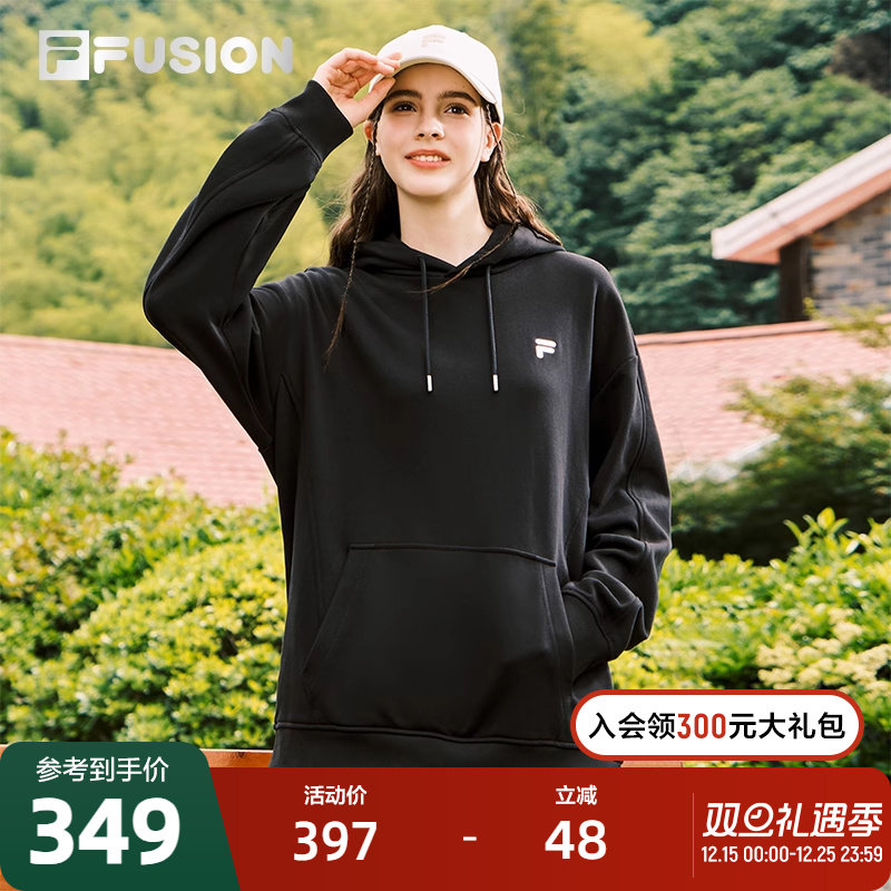 FILA FUSION斐乐潮牌情侣款连帽卫衣2025秋新款纯棉宽松针织上衣