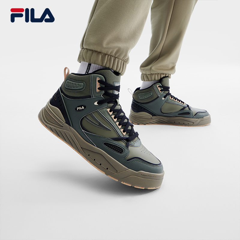 FILA 斐乐官方男鞋SLAM MID摩登板鞋2023冬季时尚中帮运动鞋