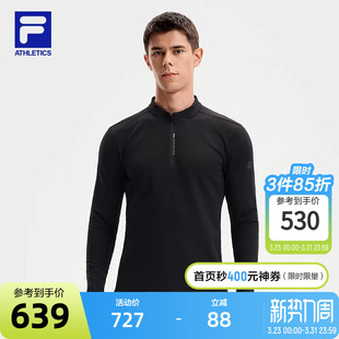 新款 FILA 2025冬季 衫 健身运动加绒半拉链长T 斐乐官方男子针织长袖