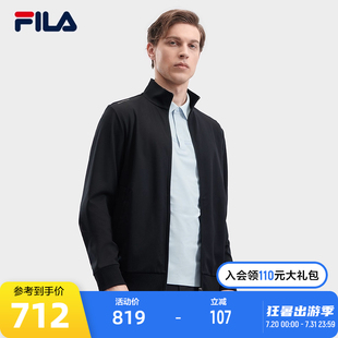 新款 外套2024夏季 商务夹克休闲立领上衣 针织长袖 FILA斐乐官方男士