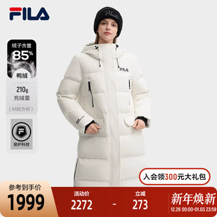 新款 羽绒服2024冬季 休闲舒适保暖连帽外套 斐乐官方女士长款 FILA