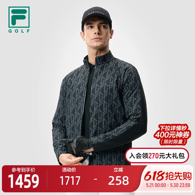 FILA 斐乐官方男士棉服2025春季新款高尔夫运动基础满印保暖