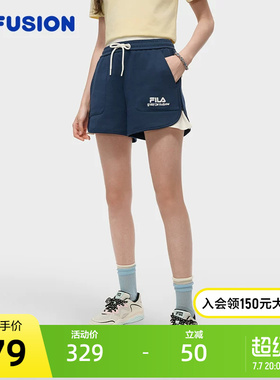 FILA FUSION | Mr Doodle斐乐潮牌短裤女2025秋季新款拼色三分裤