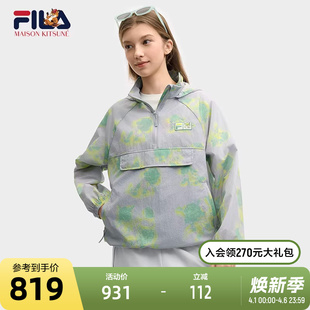 时尚 休闲宽松连帽外套 FILA斐乐官方女梭织上衣25夏新款 韩素希同款