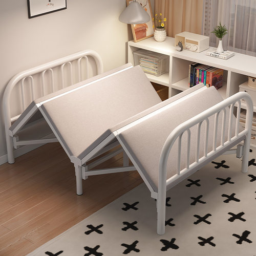 客房折叠床加厚加粗加固单人床简易双人床1米2家用午休小床成人宿