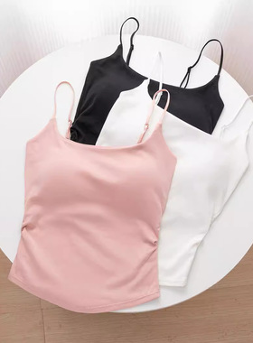 红色吊带背心女2024新款内搭时尚洋气时髦带胸垫修身性感辣妹外穿