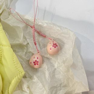 日式 粉樱花水音铃手机链挂件全封闭铃铛御守水琴铃铛BH339