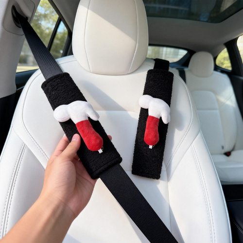 创意安全带毛绒套可爱五金铁锤公仔儿童玩具车载装饰玩偶护肩批发