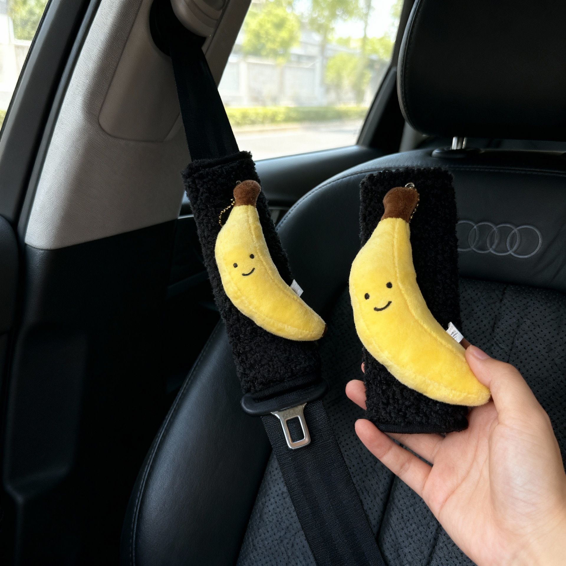 新创毛绒安全带套可爱水果蔬菜系列毛绒公仔香蕉樱桃柠檬玩偶护肩