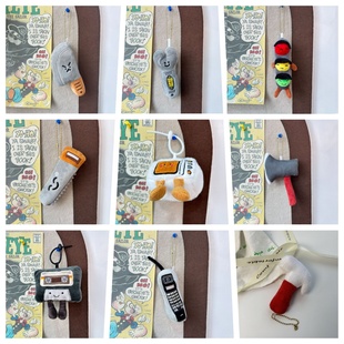 创意搞怪挂件铁锤毛绒公仔表情包愤怒小刀挂饰可爱笑脸木锯挂件