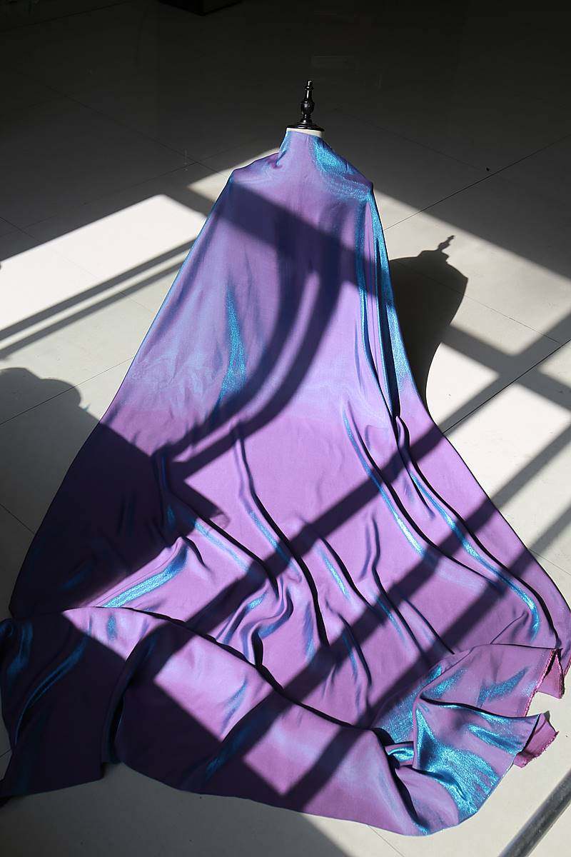 蓝紫色渐变汉服布料纯棉肌肤光泽丝绸布透气衬衣裤子裙子礼服面料