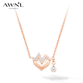 AWNL北欧M陨石星动项链玫瑰金心形吊坠小众设计感新年礼物送女友
