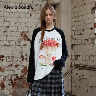 蘑菇Holly与蜜蜂小将印花插肩长袖 新款 T恤 Sandra2025秋季 Alexia
