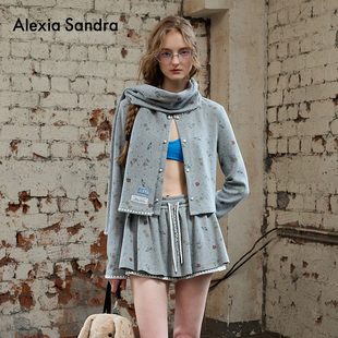 绣花边圆领开衫 林允同款 新款 Sandra小兔当家2025秋季 上衣 Alexia