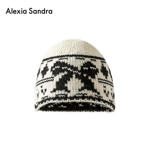 邓佳鑫吴昕同款 Sandra秋冬蝴蝶结提花慵懒毛织冷帽 Alexia