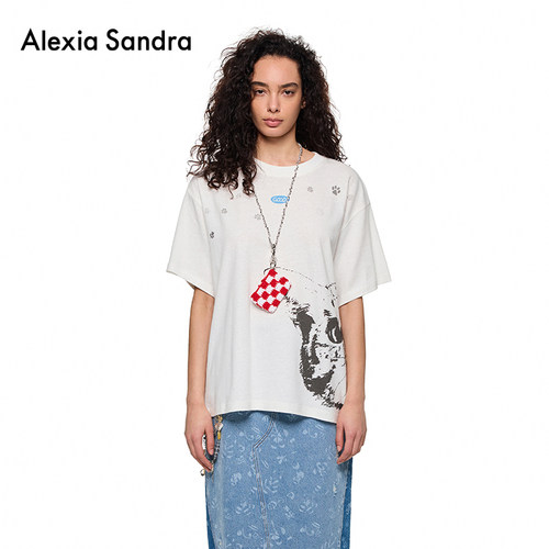 AlexiaSandra小猫探头短袖T恤
