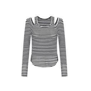 打底衫 Alexia 条纹露肩长袖 时尚 女 Sandra2023春夏新品