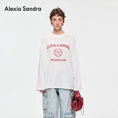 AlexiaSandra烫钻字母印花薄款 外穿上衣 时尚 长袖 T恤2026春夏新款