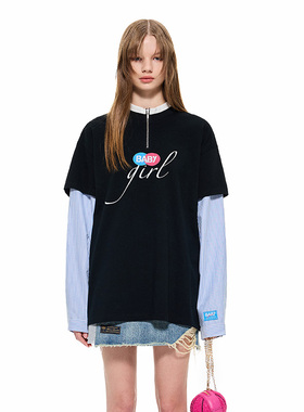 Alexia Sandra设计感拼接拉链长袖T恤设计师品牌时尚小众上衣女士