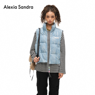 上衣 Sandra秋冬休闲高级感牛仔羽绒马甲叠穿无袖 周深同款 Alexia