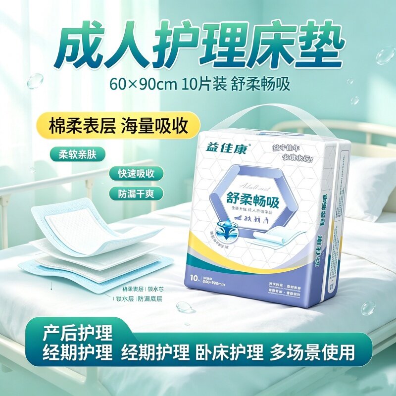 益佳康隔脏床单成人护理垫60x90老人隔尿垫L码产妇一次性防漏透气