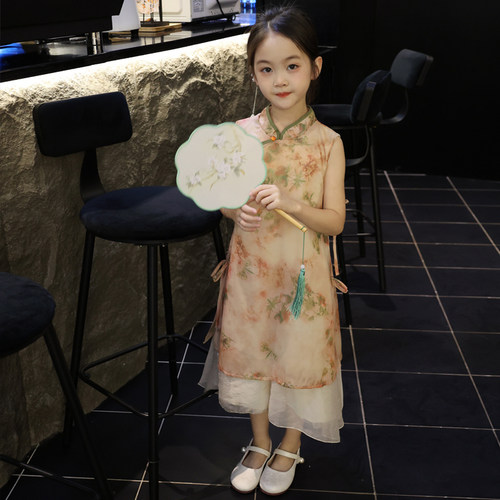 女童旗袍改良儿童古装超仙连衣裙