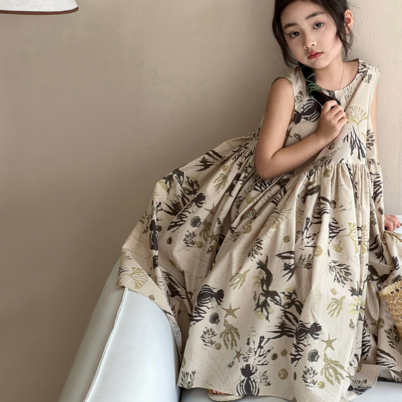 女童装连衣裙无袖中长款