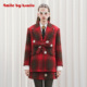 年货狂欢季 4MILE KSMILE 复古红格纹羊毛大衣半裙两件套