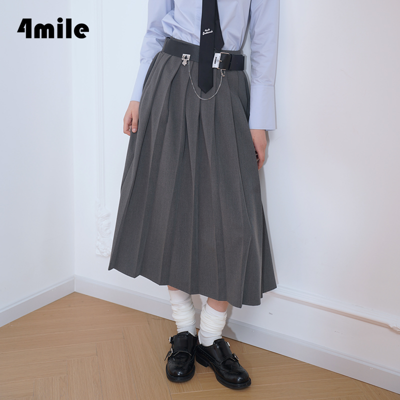 4MILE学院灰西装百褶长裙