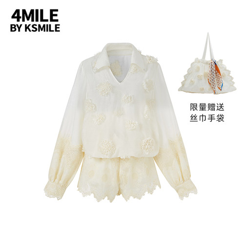 4MILEBYKSMILE蕾丝衬衫两件套