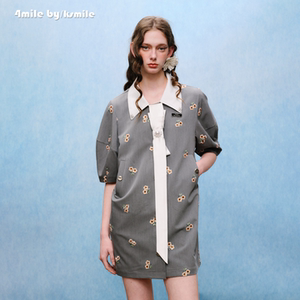 【夏上新】4MILE BY KSMILE 26春夏新款花苞短袖亮片连衣裙
