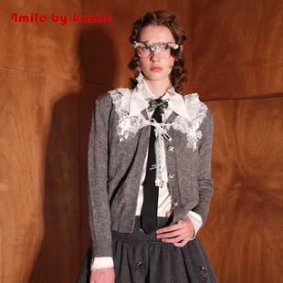 KSMILE 4MILE 蕾丝花边拼接毛衣软糯针织开衫 年货狂欢季