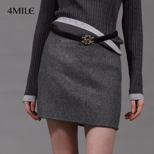 高腰显瘦羊毛短裙百搭通勤简约毛呢半身裙 4MILE 年货狂欢季