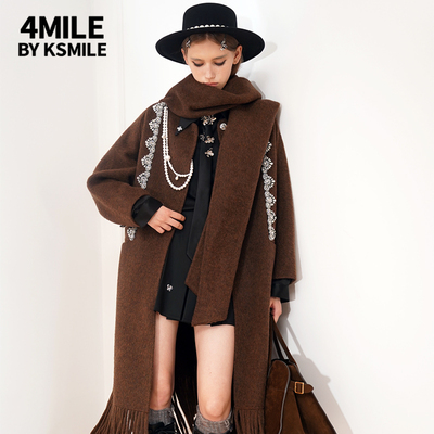 4MILEBYKSMILE绵羊毛流苏大衣
