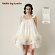 25夏季 KSMILE 新品 4MILE 米色蕾丝拼接衬衫 蓬蓬裙套装