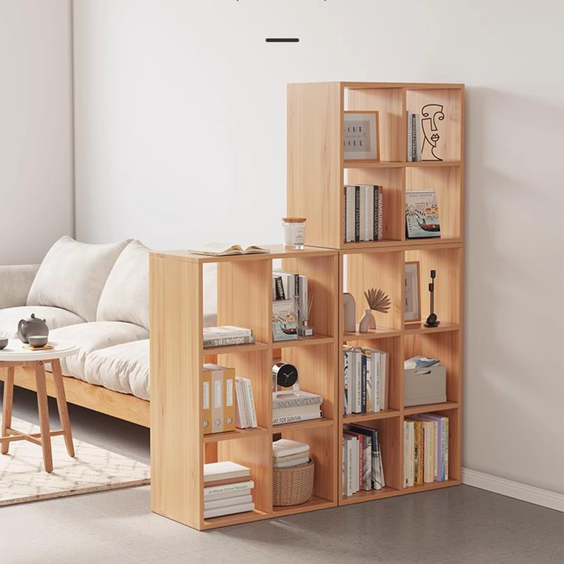 儿童实木书架落地置物架格子柜飘窗矮书柜单层简易储物柜电视柜子