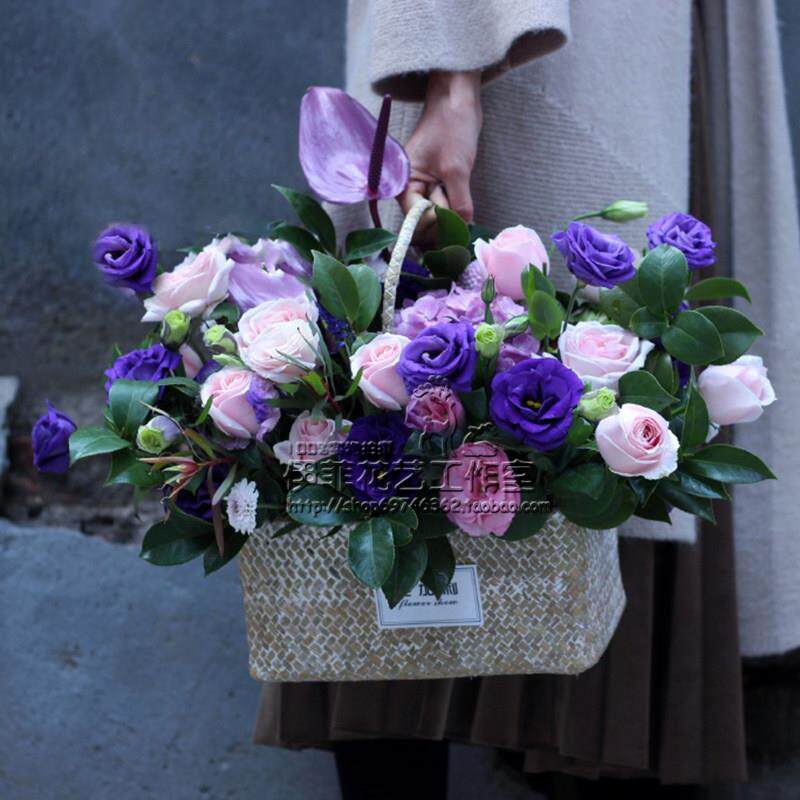 母亲节送妈妈深圳南山鲜花快递生日探望手提开业花篮乔迁送礼花盒