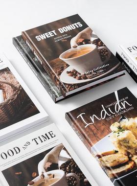 美食英文装饰书样板房陈列摆件咖啡馆西餐彷真厨房饭厅道具书加厚