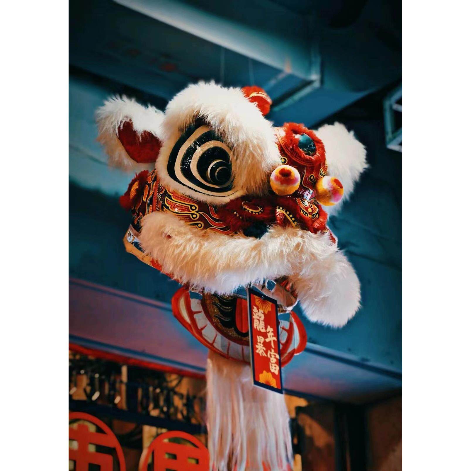高定款竹扎3号醒狮纯手工画花竹编工艺