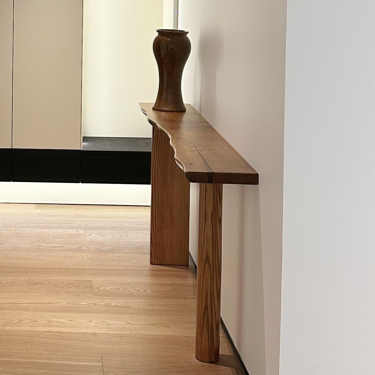 木有作为中古缅甸柚木玄关台原木风悬浮不规则实木大板异形玄关桌