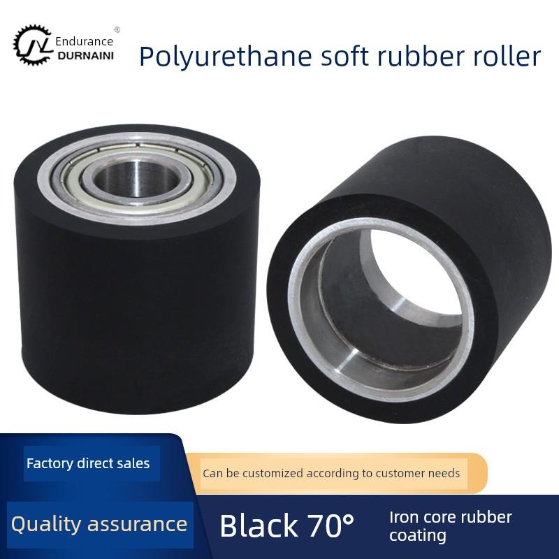 聚氨酯无动力包软胶轮流水线滚筒耐磨定制传输送带主从橡胶辊硅胶