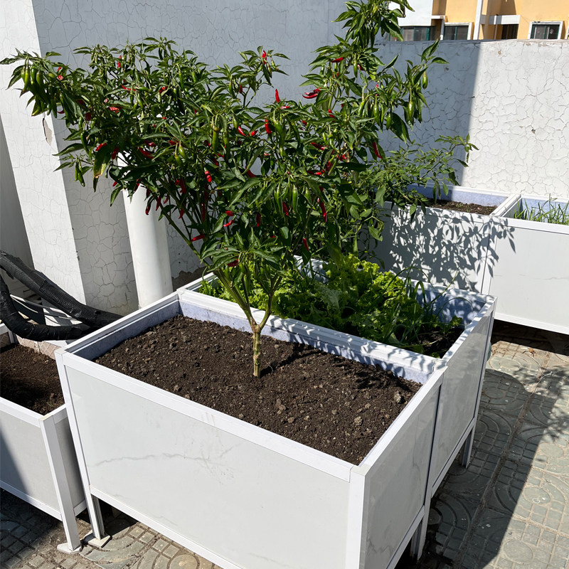 天台种菜种植箱铝合金户外庭院种花箱花盆特大号种树盆瓷砖种植箱