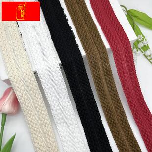 棉线对折包边黑白羊羔毛羽绒服包边条水波纹花边手工DIY服饰边条