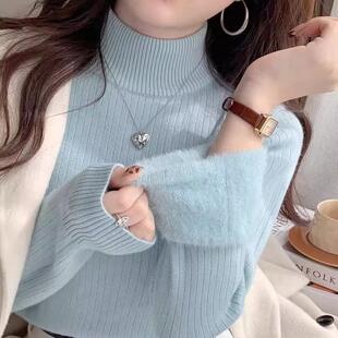 半高领加绒加厚打底衫女内搭2025秋冬新款毛衣高级感针织保暖上衣