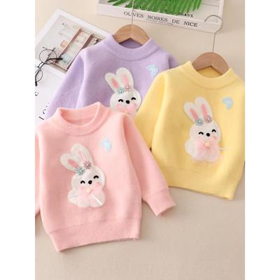 女孩貂皮绒线衫秋冬新款童装套头衫针织底衫婴儿韩国卡通上衣