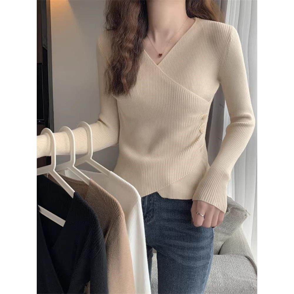 早秋chic上衣低领打底衫女2025新款内搭高级感春秋韩系穿搭针织衫